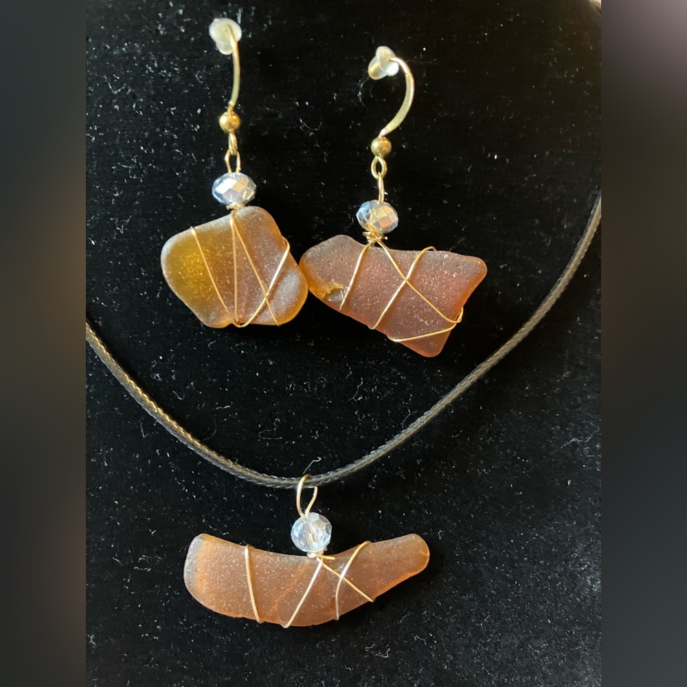 #48 handmade seaglass necklace set
